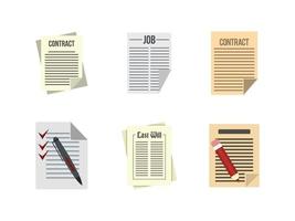 Contract paper icon set, flat style vector