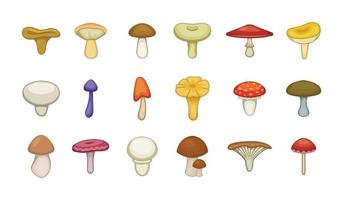 Mushroom icon set, cartoon style vector