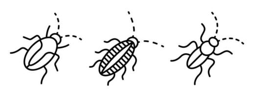 Cockroach icons set, outline style vector