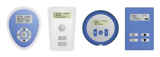 Glucose meter icons set, realistic style vector