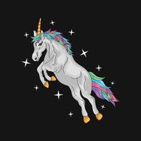 el apuesto unicornio de pelo colorido está volando vector