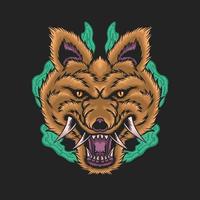 Angry wolf with sharp teeth illustration vector