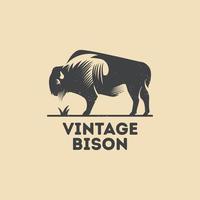 logotipo de bisonte vintage vector