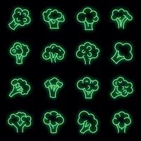 Broccoli icons set vector neon