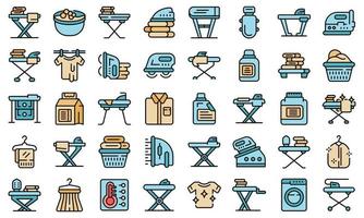 tabla de planchar, iconos, conjunto, vector, plano vector