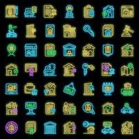 alquilar iconos conjunto vector neón