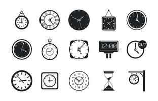 conjunto de iconos de reloj de pared, estilo simple vector