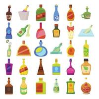 conjunto de iconos de botella de alcohol, estilo de dibujos animados vector