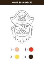 Color pirate by numbers. Worksheet for kids. vector