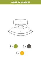 sombrero de camping de color por números. hoja de trabajo para niños. vector