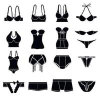 Underwear icons set color, simple style vector