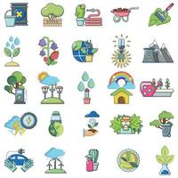 ECO garden icons set, cartoon style vector