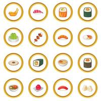 Japanese food icons circle vector