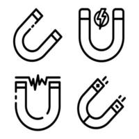 Magnet icons set, outline style vector