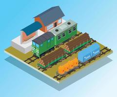 Train station concept banner, isometric style vector