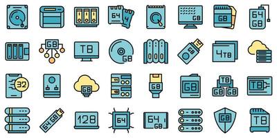 Gigabyte icons set vector flat