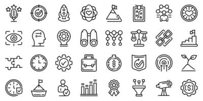 Core values icons set, outline style vector