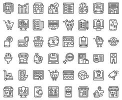 Online store icons set outline vector. Retail shop