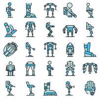 Exoskeleton icons set line color vector