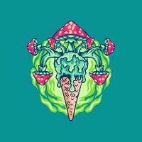 Mushroom Ice Cream Illustration vector
