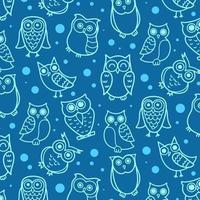 Outline Owl Cartoon Pattern Background vector