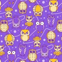 Cute Owl Cartoon Pattern Background vector