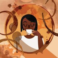 A Girl Inside the Coffee Stain vector