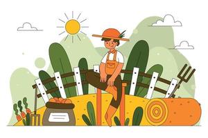 Organic Farming Concept Flat Illustration vector