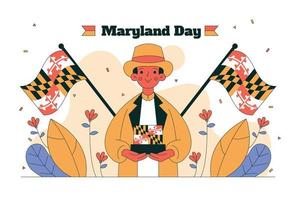 feliz día de maryland ilustración plana vector