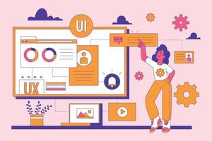 desarrollo web ui y ux ilustración plana vector