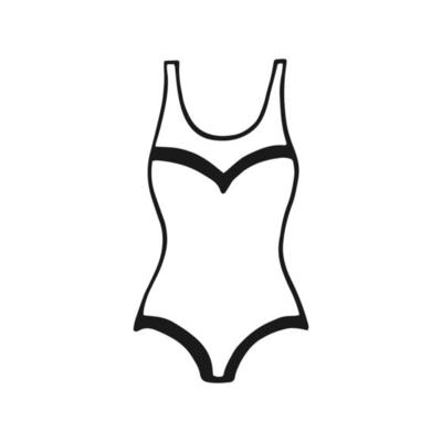 Swimsuit. Hand drawn vector illustration. Line art style isolated isolated on white background.