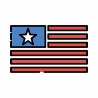 USA Flag Icon Flat Line Style vector