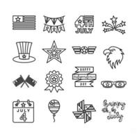 Vector graphic of USA Independence Day Icon Set in Line Style