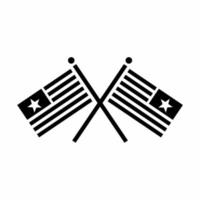 USA Flags Crossed Icon Black and White Style vector