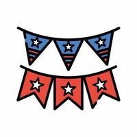 USA Star Flags Icon Flat Line Style vector