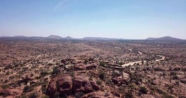 Aerial View to the Laas Geel, cave formations on the rural outskirts of Hargeisa, Somaliland video