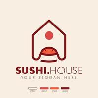 simple sushi house logo design vector