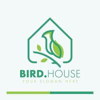 minimalist simple bird home logo design vector