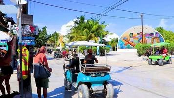 Holbox Quintana Roo Mexico 2021 Colorful Holbox island village with stores mud and people Mexico. video