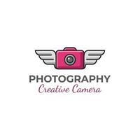 drone logo symbol, modern photography creative camera with wings of logo design vector