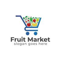 logo design of fruit market shop and vegetables element, Healthy organic vegan food logo vector