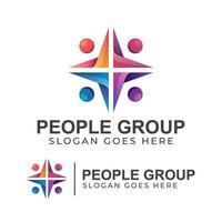 modern color logo of abstract people group, People human together family unity logo, community people care symbol vector