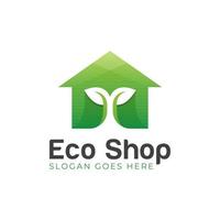 modern logo design of eco shop organic symbol with plant tree and house icon illustration vector