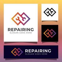 mechanic tools and repairing logo design vector