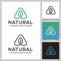 Simple Modern Triangle with Leaf logo icon design with triangle or letter A symbol, eco green leaf and business card design