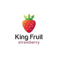 fresh fruit strawberry king with shield and crown shape on top vector