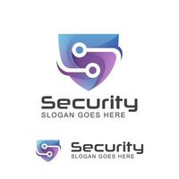 modern logo of creative letter S for security technology system with shield symbol vector