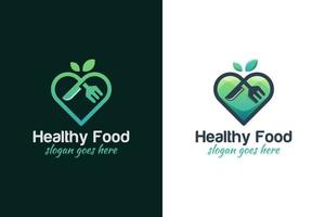 diseño del logotipo de la comida favorita o del amor, icono del símbolo de la comida de las verduras del amor con dos versiones vector
