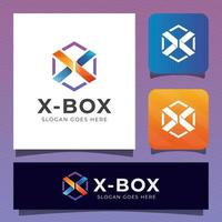 vibrant creative letter x combined box, letter X with hexagonal logo design vector