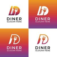 modern food  logo of dinner or diner combined fork and knife symbol icon vector